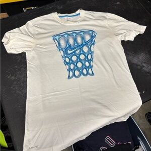 Nike Dri-FIT White and Blue Graphic T-Shirt